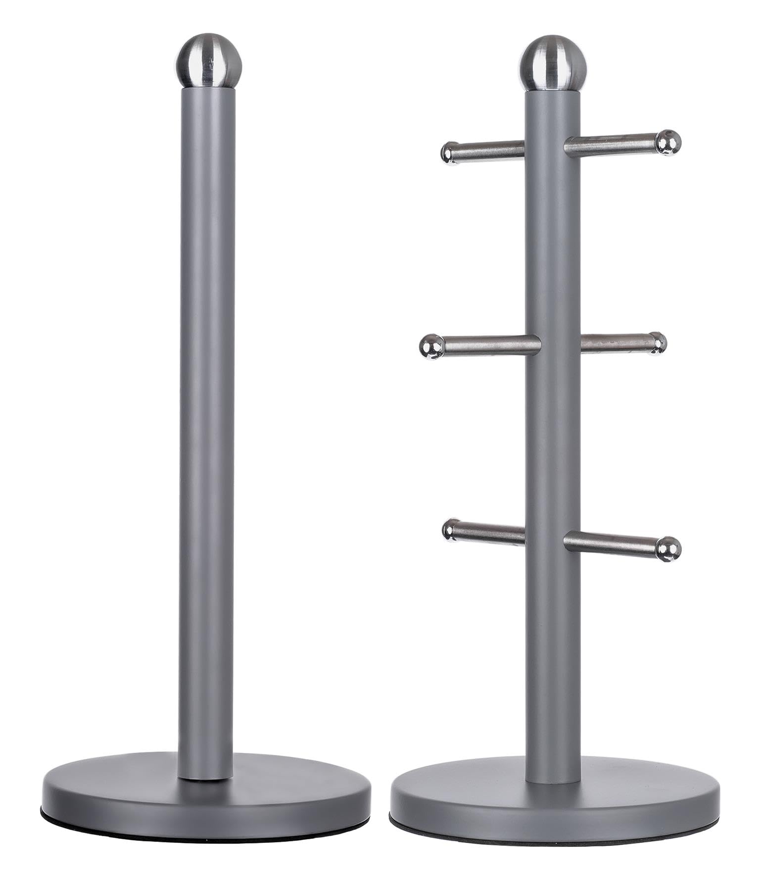 Innoteck Essentials Kitchen Paper Roll Holder And Mug Tree SetGrey from B&Q