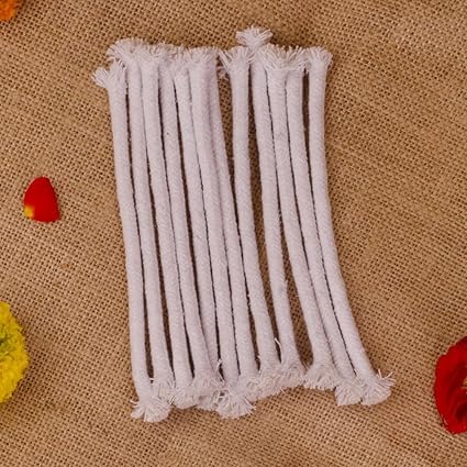 Vaishnavicraft Akhand Jyot Diya Wicks | Long Twisted Cotton Wicks for Pooja | Deepam Vattulu for Oil Lamp 6.7" | Pack of 12-image-3