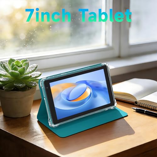 Image of WUIUHOU 7 inch Android 14 Tablet, Tablet' with Case, 8GB RAM (3GB+5GB Extended) & 32GB ROM, 3000mAh Battery, Dual Camera, 2.4G /5G WiFi 6 tab - Portable Mini Tablet for Work, Study (Navy Blue)