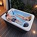 Jocisland 2 Person Outdoor Hot Tub with 15 Stainless Steel Jets, 110V Acrylic Plug & Play Hot Tub with LED Lights & Waterfall, Double Lounger Seat Spa with 2 Filters, 2HP Pump & Cover, Charcoal Gray