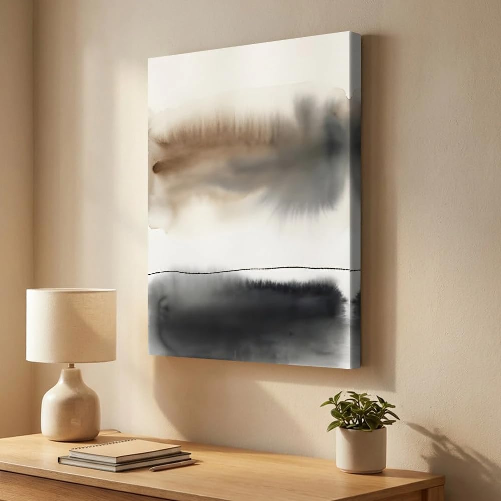 1 lienzo con estampado abstracto estilo aguada, ideal para la decoración del hogar (70x100cm/Sin marco)
