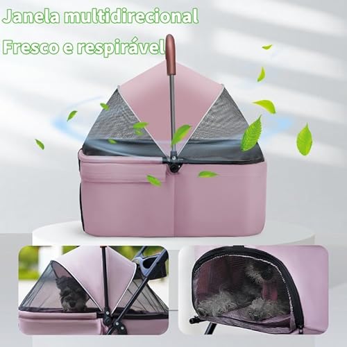 Carrinho De Passeio Pet Cães Gatos 3 em 1 Animal de Estimação Dobrável Pequenos E Médios Porte Até 1