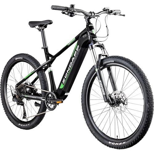 ZÜNDAPP Z898 E-Bike E Mountainbike 27,5 Zoll Pedelec 170-190 cm Hardtail MTB 10 Gang Elektro Fahräder Scheibenbremsen (schwarz/grün, 48 cm)