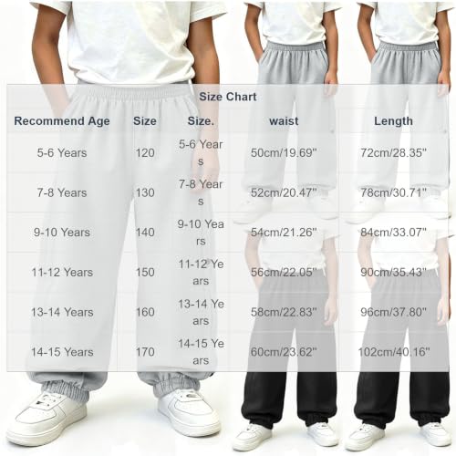 Boys Baggy Sweatpants Casual Straight Leg High Waist Elastic Jogger Pants - image 3