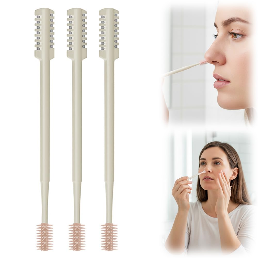 Fliwos 2-in-1 Nasal Hair Cutter 2026 Upgraded Double Sided Nose Hair Trimmer Portable Manual Nasal Clippers 360 Rotating
