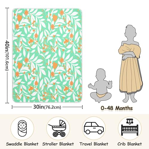 Burbuja Botanical Leaves Baby Blanket for Boys Girls, Nursery Soft Warm Swaddling Receiving Baby Blankets, 30x40 in Toddler Blanket3