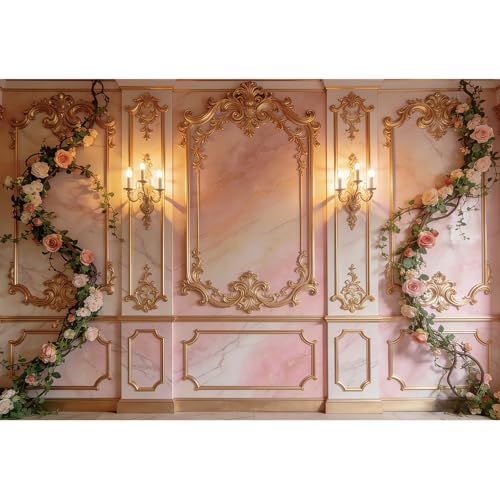 Palais royal de rêve rose en toile de fond murale pour shooting photo de mariage