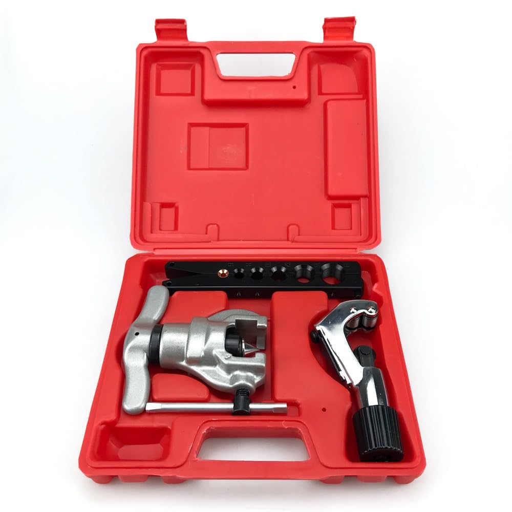 SYH&AQYE Bördelwerkzeug-Set, exzentrisches Einzel-Bördelwerkzeug mit Rohrschneider und Zylinder-Entgratungswerkzeug für Messing-Kupfer-Aluminium-Rohre, Kühlung