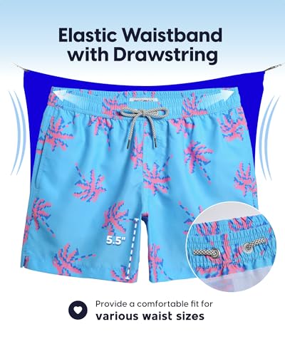 Image of maamgic Mens Swim Trunks 5 Inch with Mesh Lining, Quick Dry Mens Bathing Suit, Swim Shorts for Swimming and Beach