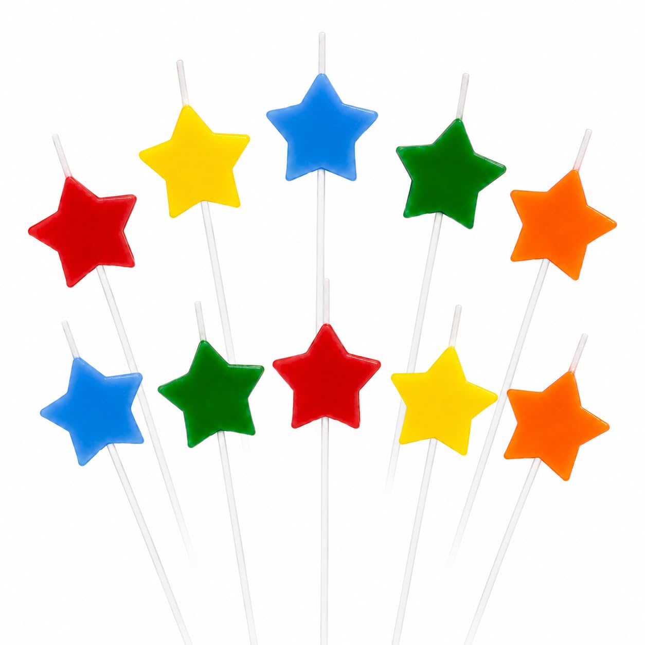 Colourful Star Birthday Candles, 10 Pack Multicolour Star Shaped Cake Candles, Birthday Cake Cupcake Party Decorations
