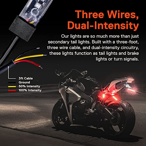 Image of TRUE MODS 2pc 5 inch Red LED Motorcycle Turn Signal & Brake Tail Light Strip Kit [Waterproof] [Single Row] [50% Running] [100% Brake /Blinker] Self Adhesive Surface Mount Flexible Lamp for Dirt Bike ATV