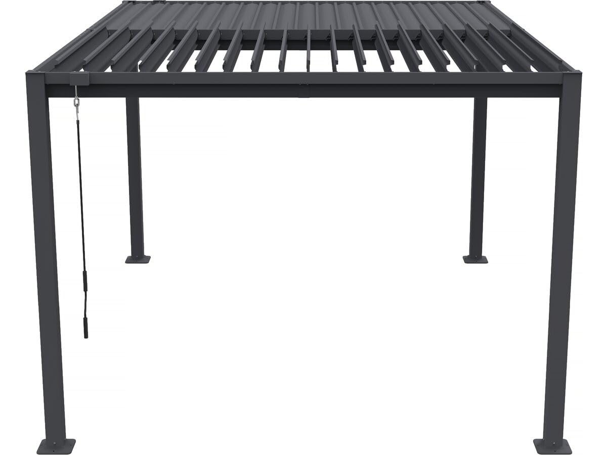Pergola bioclimatica autoportante con lame orientabili "Howard" - 3 x 4 m - Gris