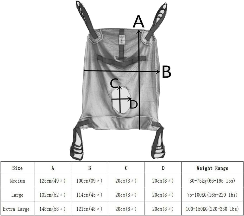 DARZYS Patient Lift Sling, Divided Leg Sling, Full Body Mesh Commode Patient Lift Sling, Patient Lift Aid? Lift Sling for Toileting?507Lb Weight Capacity(Large)