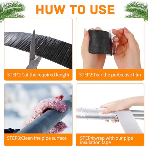 Isolierung Kanal Isolierung zum Wickeln 2 Wide X 32.8 Ft Rohrisolierung zum Wickeln, Isolierung Heizungsrohre Wickeln, Rohrumwicklung, Rohrisolierungsfolie Isolierband mit Schaumstoff(2 Rolle)
