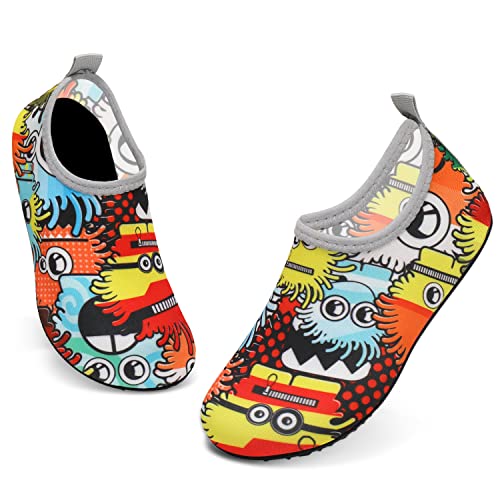 Image of ANLUKE Kids Water Shoes Quick-Dry Barefoot Aqua Socks for Beach & Swim | Elastic collar and flexible non-slip sole give boys girls a comfortable fit, lightweight protection and easy movement.
