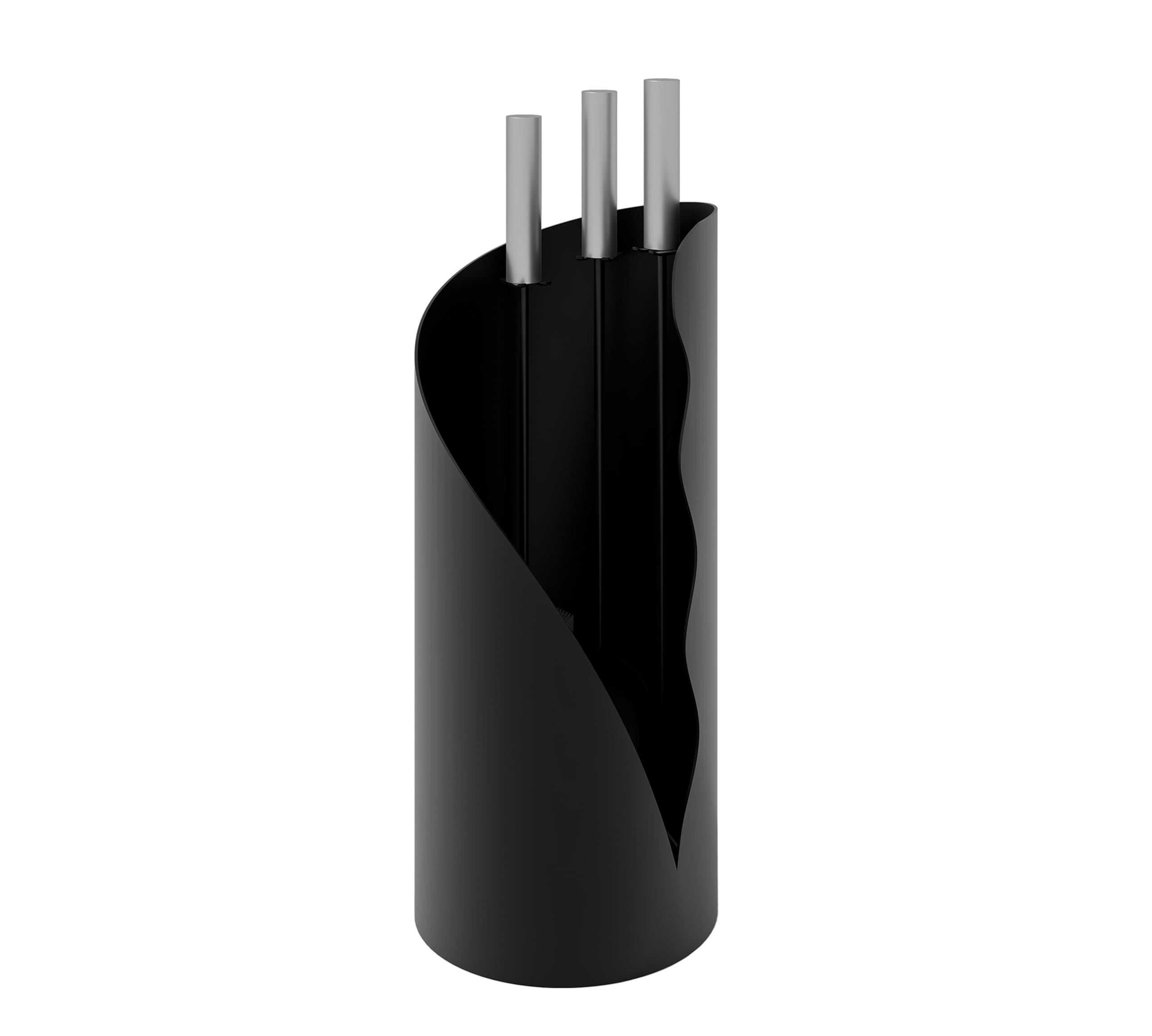 Kingson Juego de utensilios para chimenea de 3 piezas – Juego moderno de herramientas para chimenea con cepillo, pala y atizador – Soporte de pie redondo – 52,5 cm de altura – Mango de acero