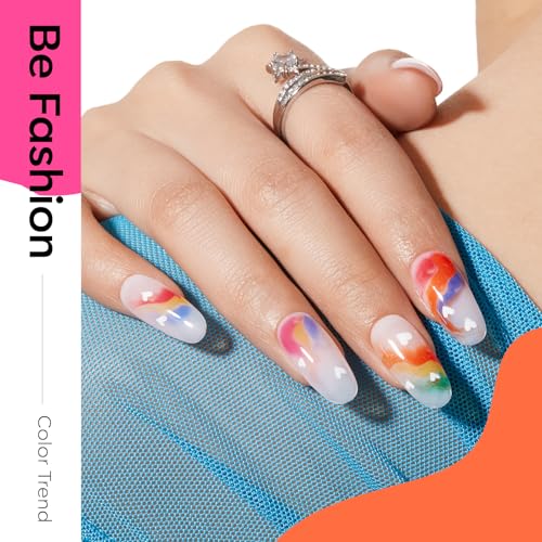 Image of modelones Gel Nail Polish Set, 6 Colors 2026 Summer Vivid Bright Rainbow LGBT Neon Jelly Gel Polish Hot Pink Red Blue Yellow Green Orange Sheer Translucent Effect Nail Polish Soak Off LED DIY Gift
