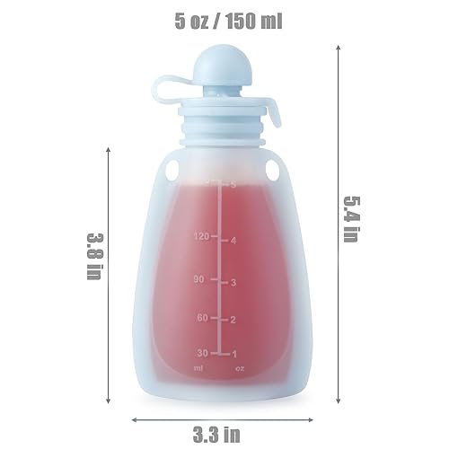 Miniatura 3 de PandaEar Bolsas de alimentos reutilizables de silicona para bebés, paquete de 7, bolsas exprimibles para niños pequeños, almacenamiento de alimentos
