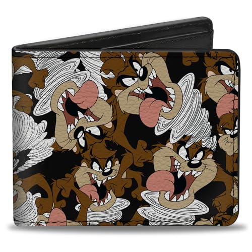 Buckle-Down Cartera Plegable para Hombre Tasmanian Devil Taz Bi-Fold, Multicolor, 4 x 3.5 Pulgadas, Multicolor, 4.0" x 3.5"