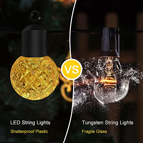 Anmossi Solar String Light,50Ft/15.5M Festoon Lights Outdoor,Solar Garden Lights with Remote Control,25 Shatterproof Plastic Bulbs,2700K Warm White,IP44 Waterproof,for Outside,Party,Wedding,Garden - Image 4