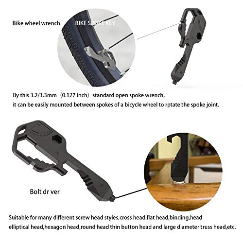 24 in 1 Multi-Tool Key，Key Pocket Tool for Universal Gadget Functions，Stainless Steel Keychain Multi-Tools for Screwdriver, Bottle Opener, Drill Driver, Box Cutter, Wrench, Ruler - Thumbnail 4