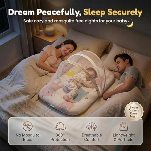 Image of StarAndDaisy 3 in 1 Baby Mosquito net for Sleeping, Mosquito net for Newborn Baby with Washable Design, Soft and Comfortable Bed.