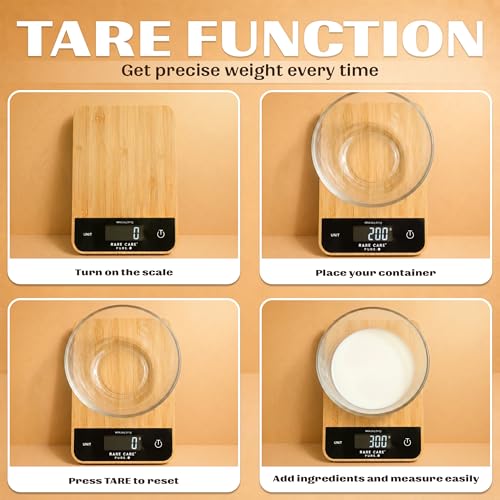 Image of Kitchen Weight Machine For Home - Real Bamboo Top | Electronic Weighing Machine for Food | Tare Function 1 Year Warranty | Dual Weight Setting | *Batteries Not Included* | Model - Pure