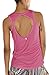 icyzone Yoga Tops Activewear Workout Clothes Open Back Fitness Racerback Tank Tops for Women(L,Grey/Sugar Coral)