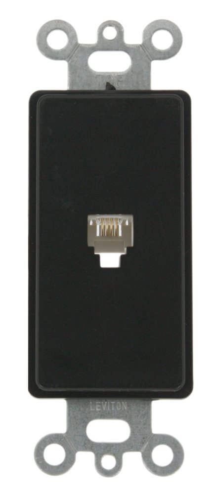 Leviton 40649-E Decora Insert, 6P4C, Screw Terminals, Black