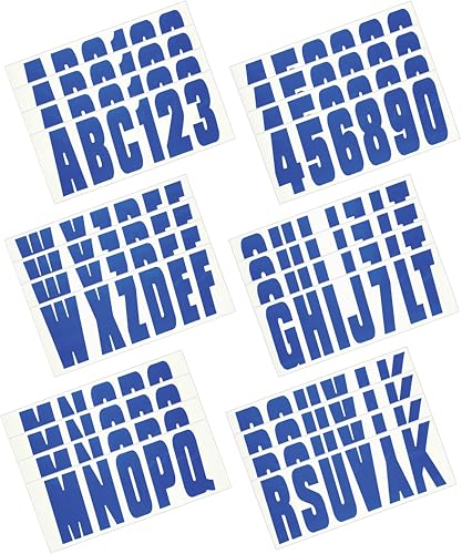 Image of Hardline Products USA Series 350 Boat Registration Numbers Kit, 3 Inch Solid Blue - Marine Grade Vinyl Lettering for Hull, PWC, Jet Ski & Pontoon - USCG Compliant, UV & Fuel Resistant