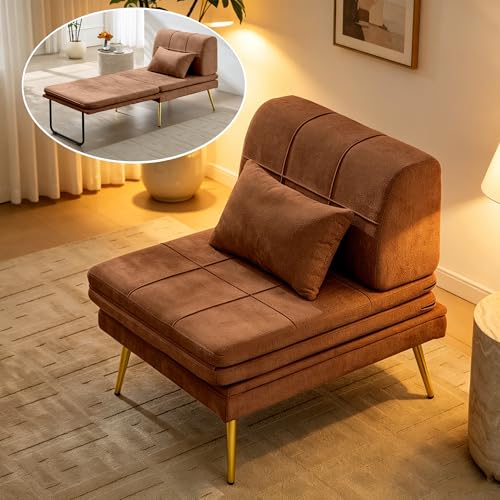 Wumagin Fauteuil Convertible 1 Place 3 en 1, Chauffeuse Canapé-lit Fauteuil Convertible avec Coussin pour Les Chambres d'amis et Les Petits Espaces (Marron...