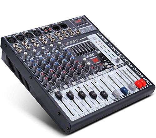 Boytone BT-60MX, 6 Channel Bluetooth Audio Mixer - DJ Sound Controller, USB MP3 Player, 4 XLR...