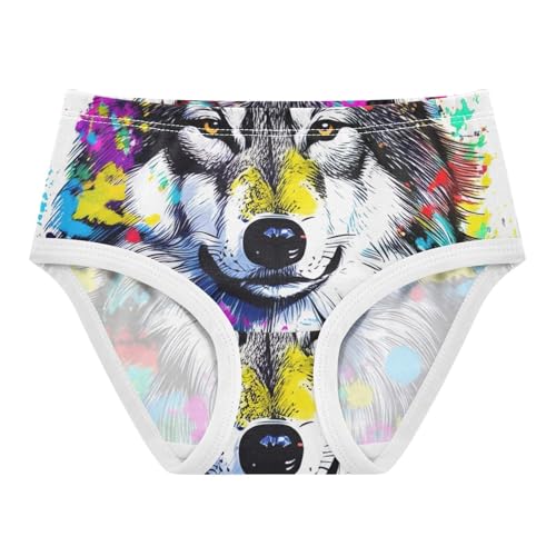 Cotton Toddler Underwear Custom Cool Wolf Colorful Tie Dye Panties for Girl Durable Underpants Briefs 2t