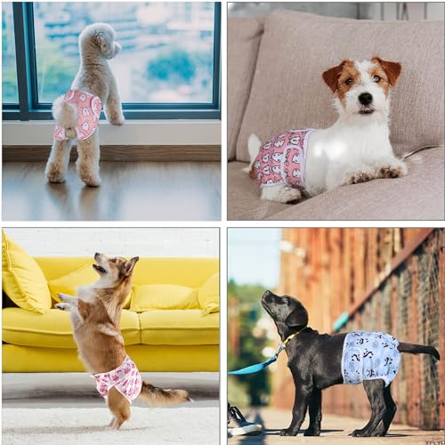 XFLYP 3 Stück Wiederverwendbare Hundewindeln, Läufigkeitshose für Hündinnen Hochsaugfähige, Waschbare, Einstellbar und umweltfreundliche, Hygienische Hundewindeln für Inkontinenz Hund (XS)