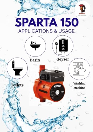 Image of Sparta Inline Pressure Booster, 150 watts Foot Mounted Inline Pressure Pump for Hot Water Circulation, Washing Machine, RO's, etc | Silent Pump Used for Pressure Boosting apllications