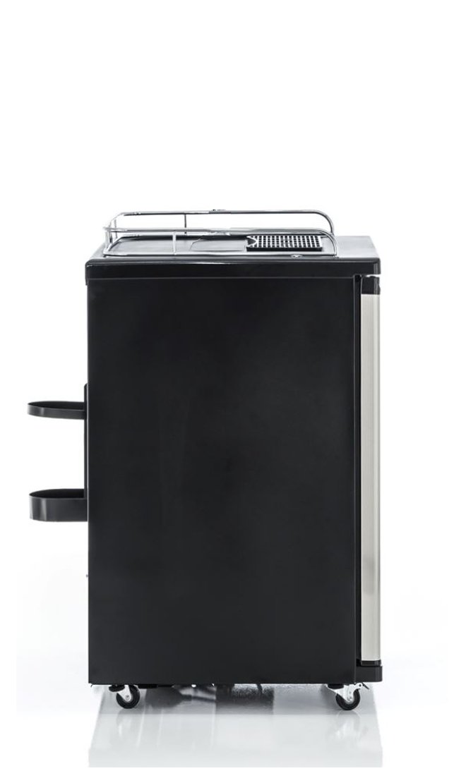 Fassbierkühlschrank für max 50l Fässer auf Rollen mit Tropfblech und Reiling