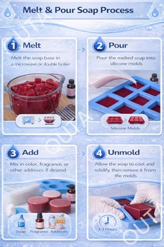 Image of Red Rose Glycerin Soap Base 950 g - Natural Floral Melt & Pour Soap Base for DIY Handmade Soaps - SLS & Paraben Free