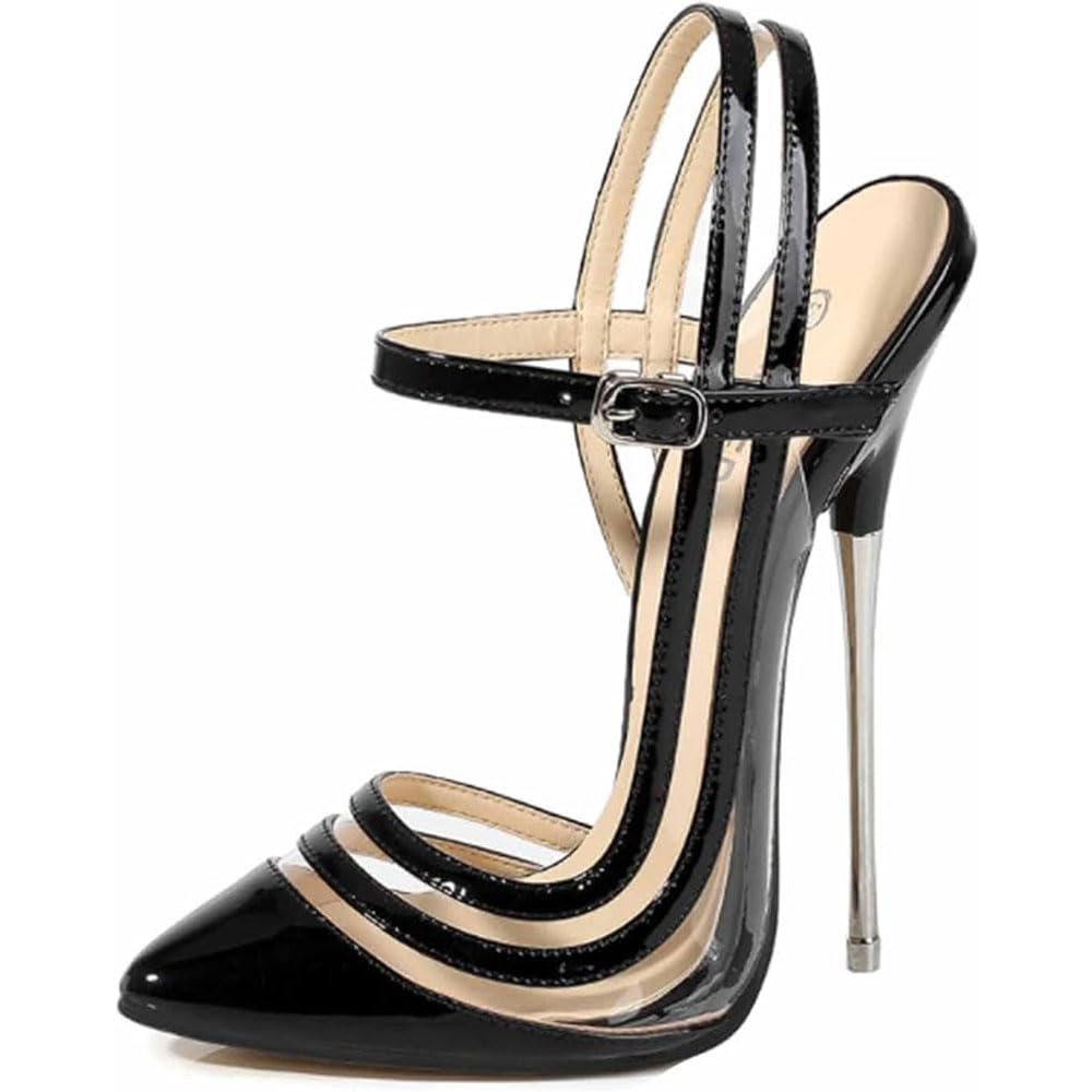 Hyfzxwx Women's A 6.29 Inches Plain Lace Sexy Stiletto High Heels Sandals Pumps High Heels Sexy Pole Dancer Stripper Heel Stiletto Party Sandals High/A/39Eu