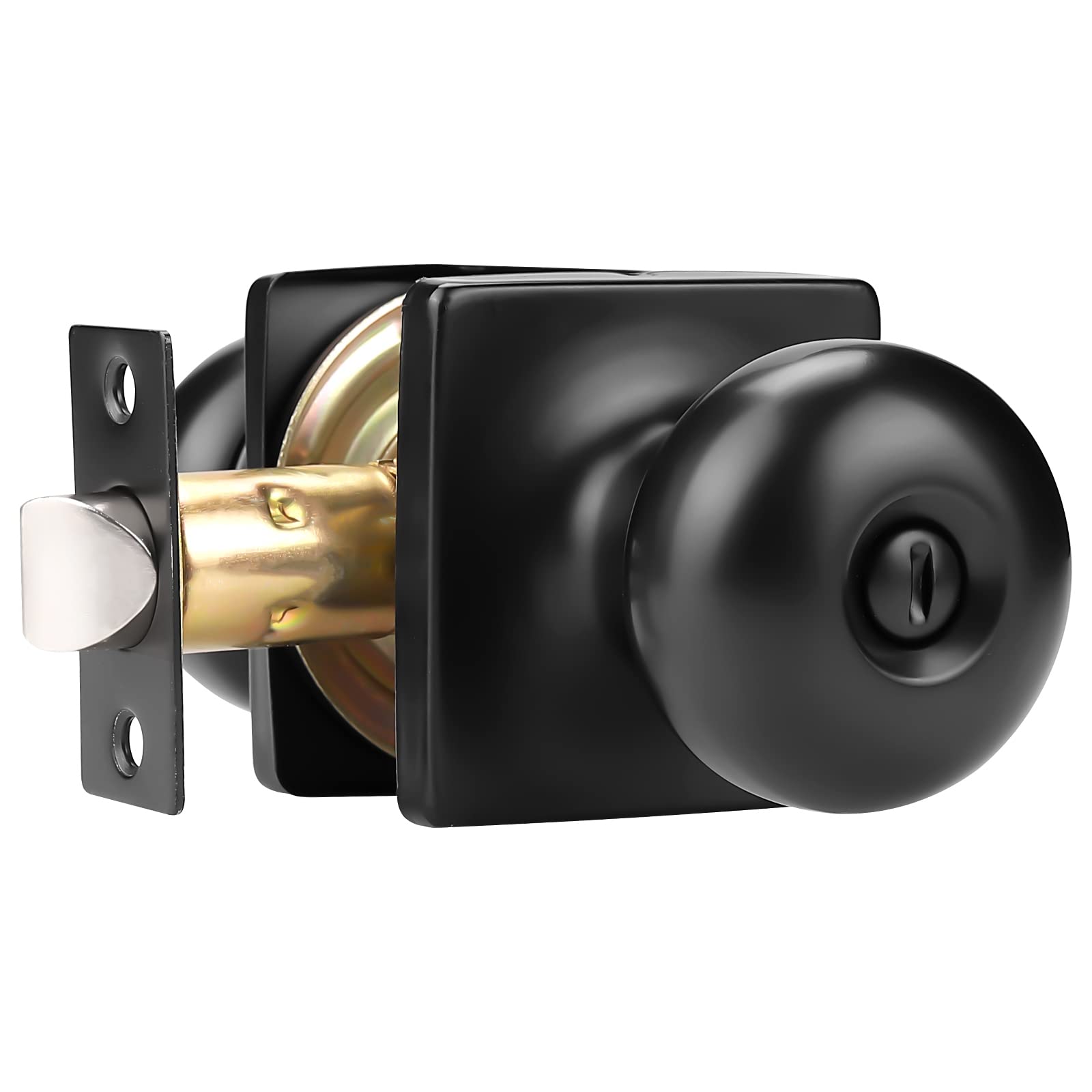 1 Pack Privacy Door Knobs Interior Keyless Square Door Knobs Oil Rubbed Bronze Stainless Steel Bed Bath Round Door Knob with Lock