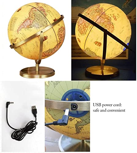 Świecąca kula ziemska obracana o 720° z metalową podstawą. Globus...(32cm Light)