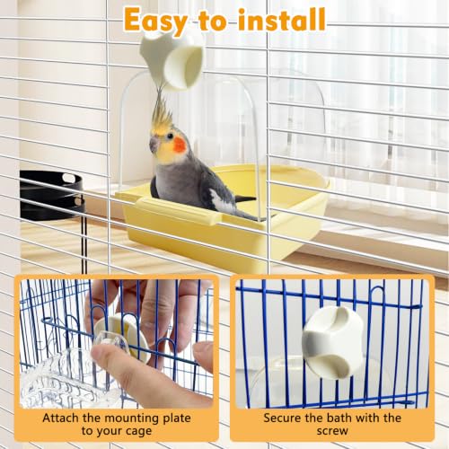 Image of kathson Bird Bath for Cage Budgie Bath Parakeet Shower Bird Cage Accessories for Budgie Cockatiel Lovebird and Other Small and Medium-Sized Birds