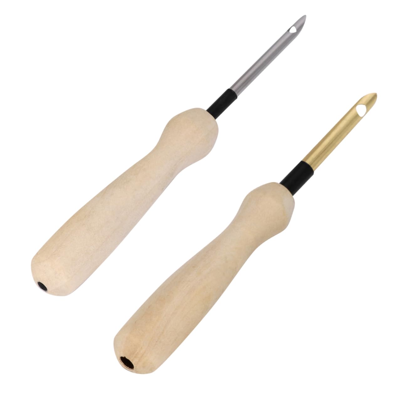 ARTIBETTER 2pcs Sewing Accessories Handle Stitching Embroidery Thread Craft Needle Easy Thread Needles for Hand Sewing Punch Needle Knitting Making Needlework Wooden Silver