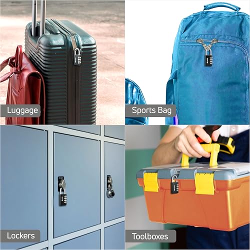 Image of AIDO 4-Digit Luggage Locks | 40mm Number Locks | Default Code 0000 | for Door, Suitcase, Travel Bags, Sports Bags & Backpacks | Small Combination Padlocks for Locker & Tool Box| 2 Yr Warranty