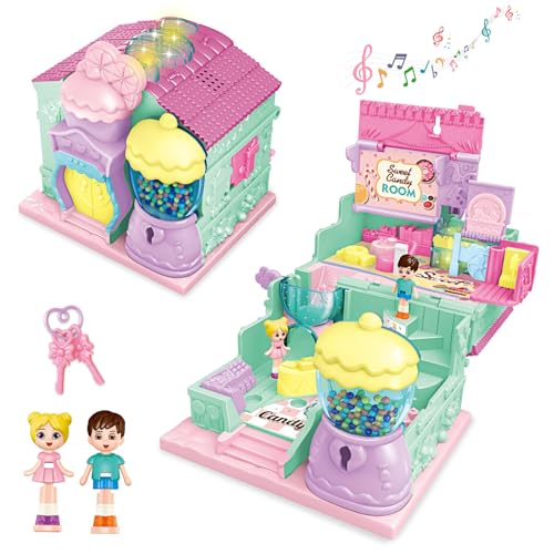 deAO Dollhouse, Mini Puppenhaus zum Mitnehmen, Miniature House...