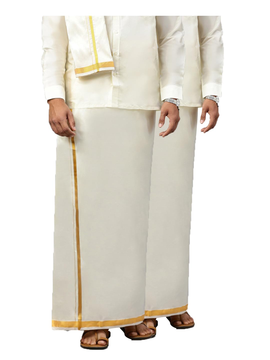 RAMRAJ Pack of 2 Mens Cotton Dhoti with border-image-28