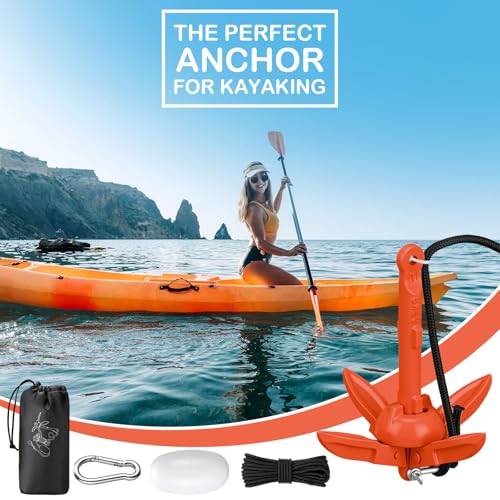 Image of Lounsweer 2 Pack 1.5 /3.5 lb Marine Kayak Anchor Kit Folding Grapnel Anchor Kit Boat Kayak Fishing Accessories for Small Boats Kayaks Canoe Paddle Boards
