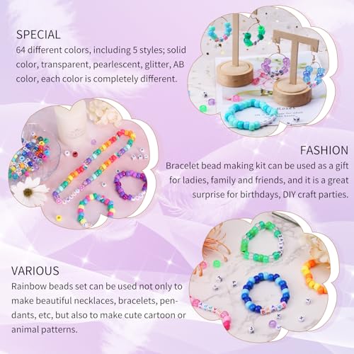 Quefe 2350Pcs, 64 Colors, Pony Beads For Bracelet Making Kit thumb #4
