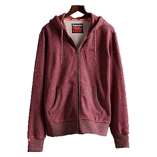 Superdry OL Classic Zip Hood Sudadera, Rojo (Oxblood Birdseye 3dy), L para Hombre