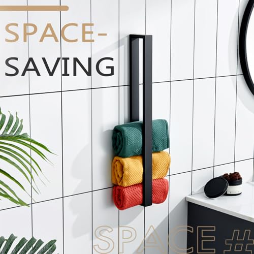 Image of KOKOSIRI Towel Bar Matte Black Bath Towel Holder 24-Inch Kitchen Rack Stainless Steel for Bathroom Hardware Wall Mounted, 1 Pack B4008BK-L24