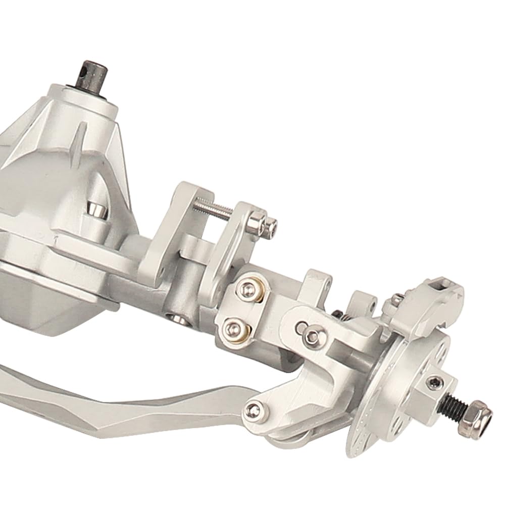 Pothyes Aluminum Complete Front & Rear Axle CNC Machined with Caliper Brake disc for Axial RBX10 Ryft 1/10 RC Cralwer Upgrade Parts (Silver)